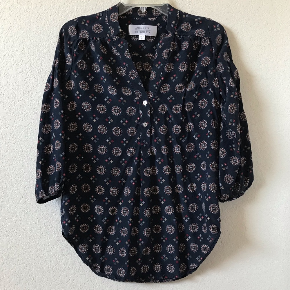 Stitch Fix Amour Vert Alessandro Silk VNeck Blouse